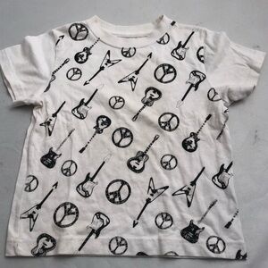 Gymboree white with black guitars graphic short sleeve t-shirt